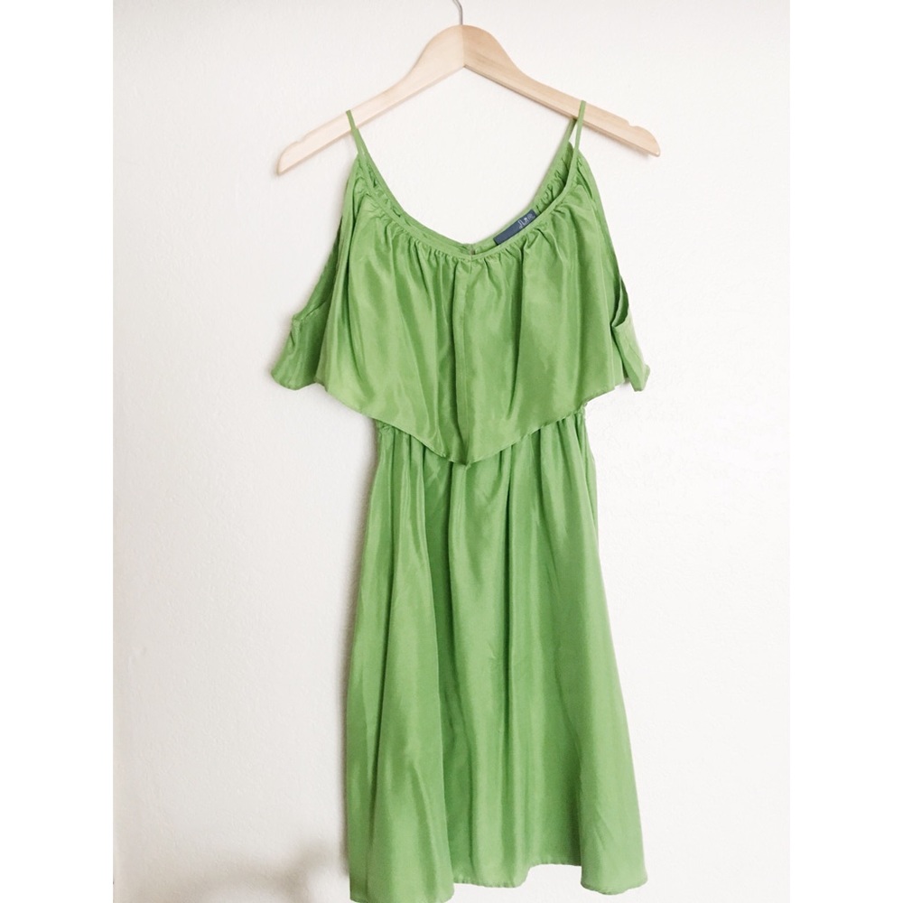 Anthropologie green cold shoulder dress